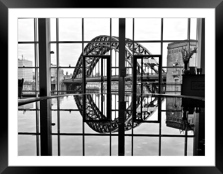 Tyne Bridge Reflection Newcastle Quayside  Framed Mounted Print by David Thompson