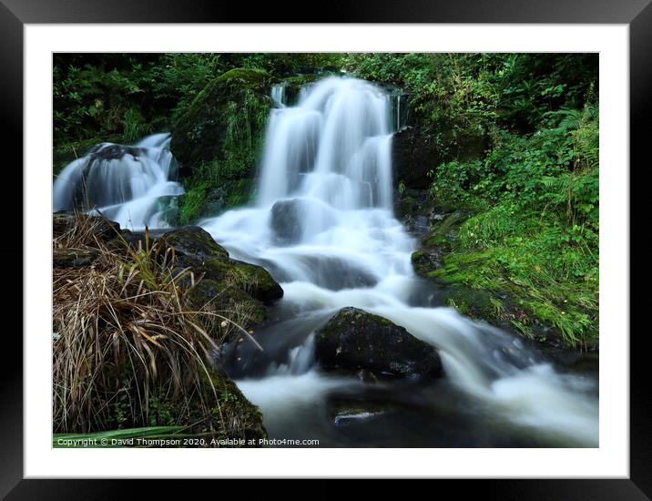 Trossachs Forest Hills  Waterfall Framed Mounted Print by David Thompson