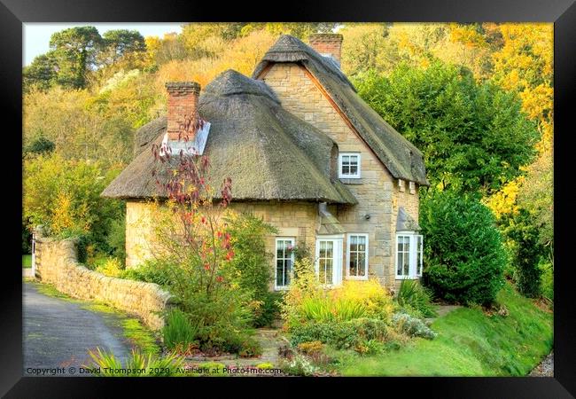 Mitford Thatched Cottage Northumberland  Framed Print by David Thompson