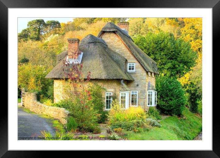 Mitford Thatched Cottage Northumberland  Framed Mounted Print by David Thompson