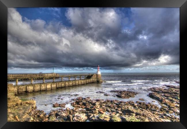 Amble pier Northumberland Coast Framed Print by David Thompson