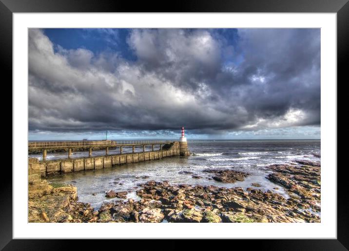 Amble pier Northumberland Coast Framed Mounted Print by David Thompson