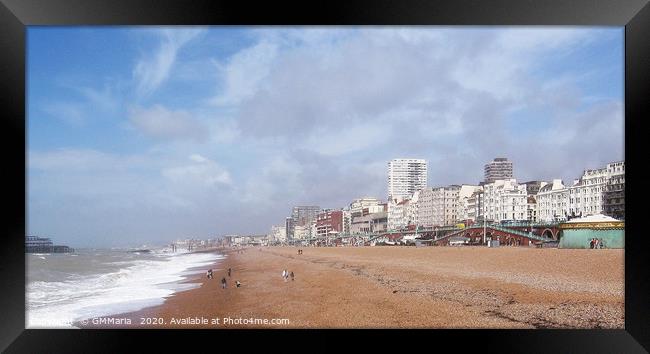  Sunny spring day on Brighton beach Framed Print by Maria Galushkina