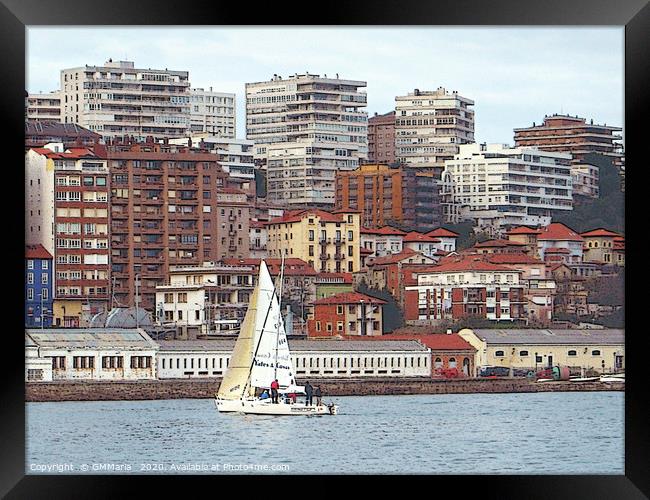 Santander city, bay, and yachting Framed Print by Maria Galushkina