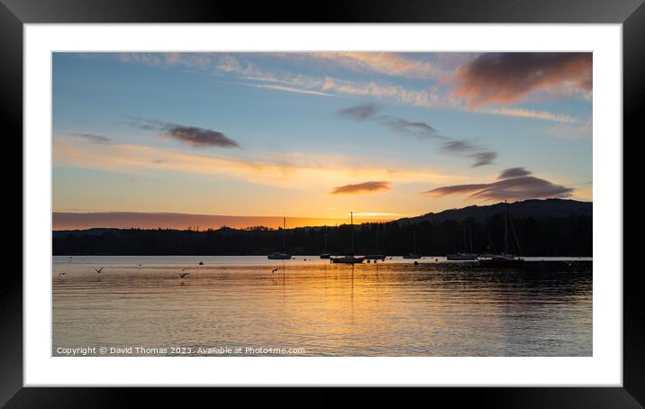 Sunset on Lake Windermere Framed Mounted Print by David Thomas
