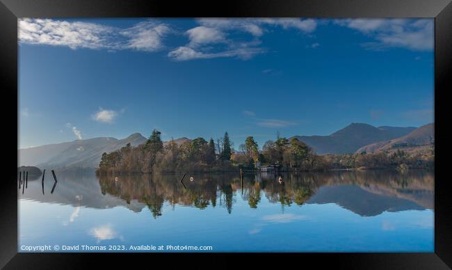 Derwent Island on a Misty Morning Framed Print by David Thomas