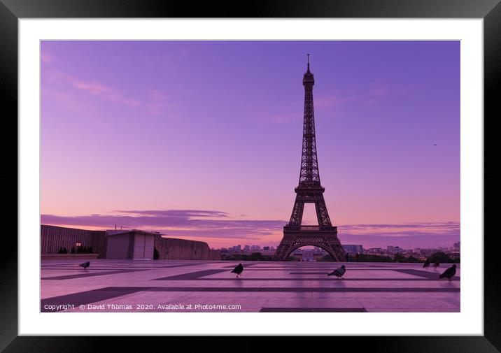 Golden Sunrise over Paris Framed Mounted Print by David Thomas
