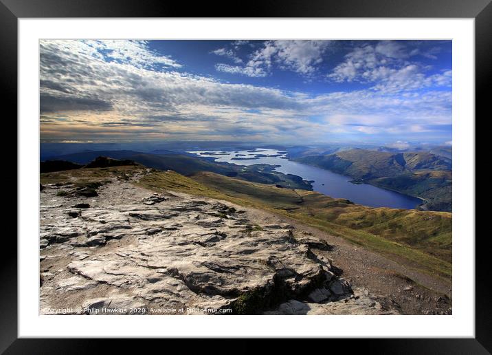 Loch Lomond from Ben Lomond summit Framed Mounted Print by Philip Hawkins