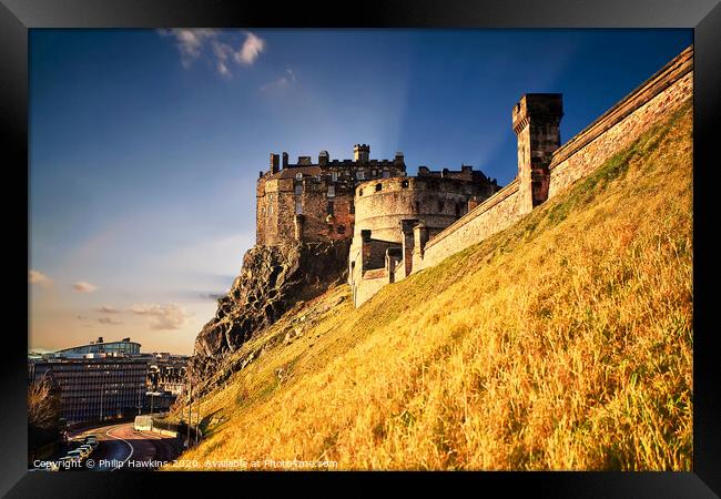 Edinburgh Castle and King's Stables Road Framed Print by Philip Hawkins