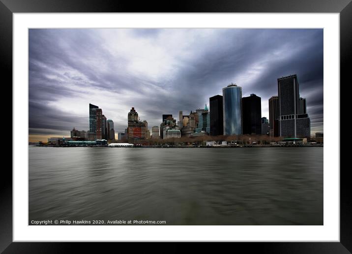 Downtown Manhattan NYC Framed Mounted Print by Philip Hawkins