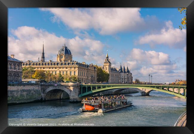 Seine River Cruise Framed Print by Vicente Sargues