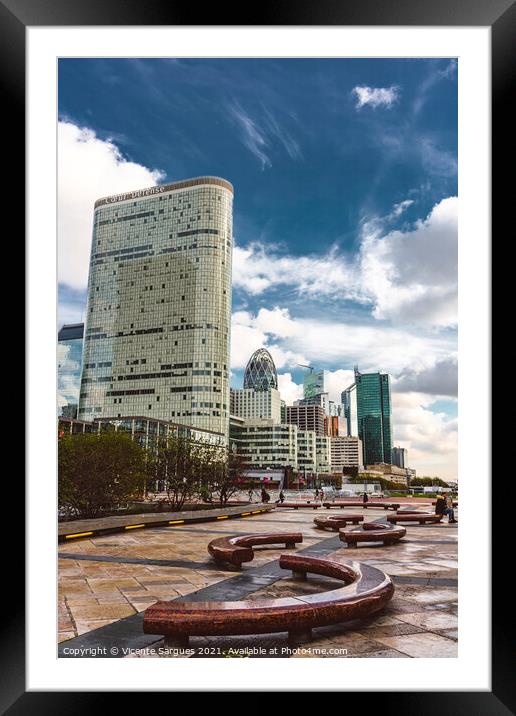 La Defense Square and financial buildings Framed Mounted Print by Vicente Sargues