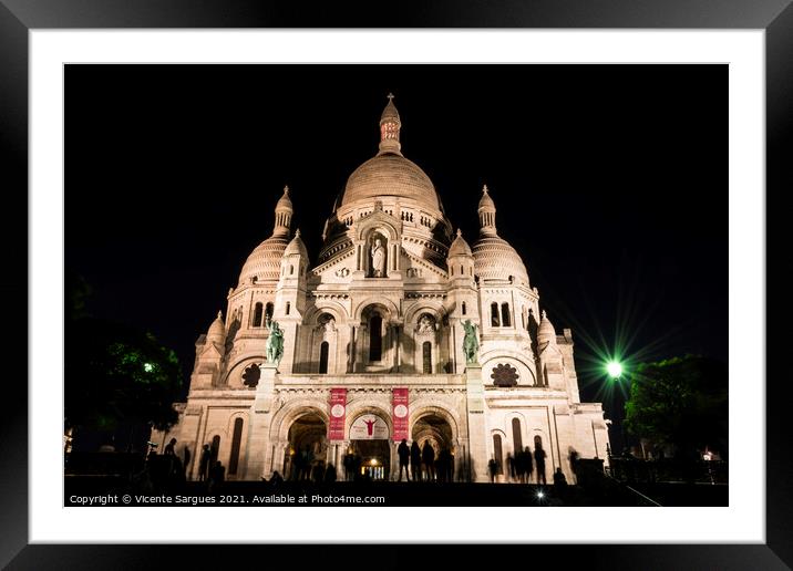 Sacred Heart Basilica at night Framed Mounted Print by Vicente Sargues