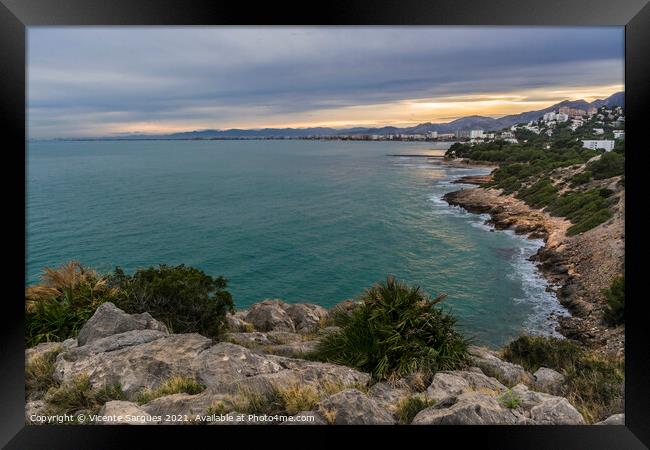 Benicassim coast from the hill Framed Print by Vicente Sargues