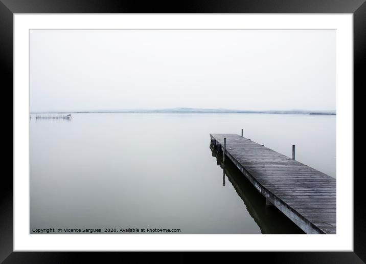 Quiet jetty in the fog Framed Mounted Print by Vicente Sargues