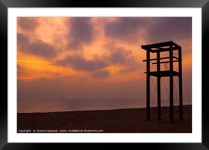 Soft light on the sea Framed Mounted Print by Vicente Sargues