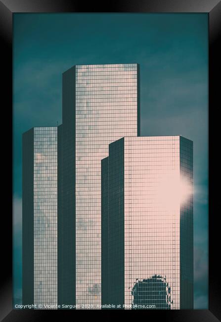 Glass Building Family in La Defense Framed Print by Vicente Sargues
