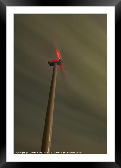 Windmill at night Framed Mounted Print by Vicente Sargues