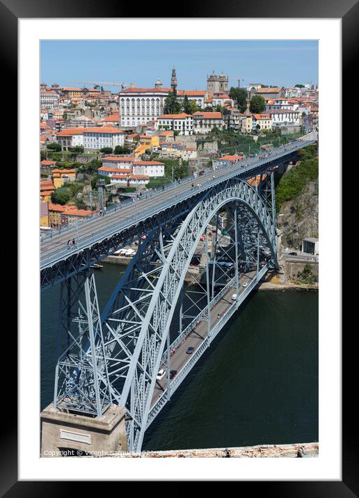 Luiz I bridge and Porto Framed Mounted Print by Vicente Sargues