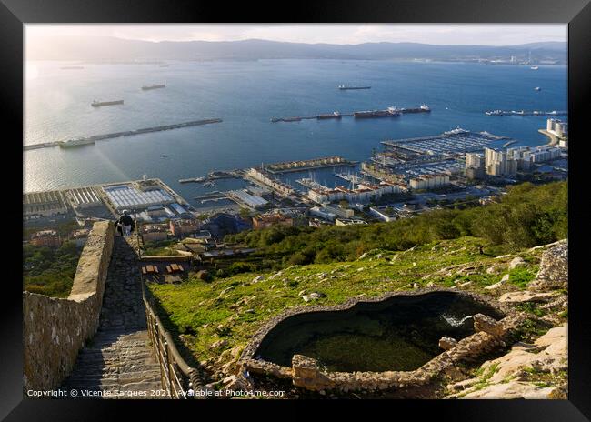 Gibraltar port from the rock Framed Print by Vicente Sargues