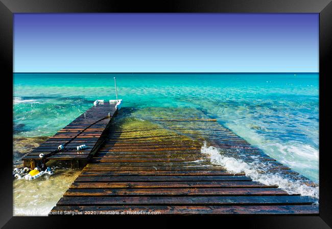 Jetty and ramp on the beach Framed Print by Vicente Sargues