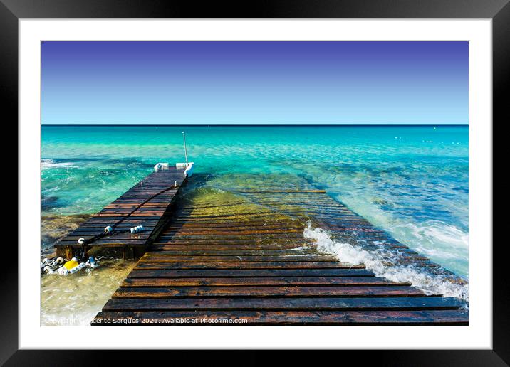Jetty and ramp on the beach Framed Mounted Print by Vicente Sargues