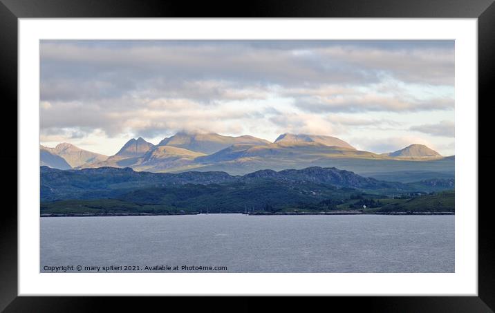 Shieldaig Bay with Torridon mountains bathed in evening sunset Framed Mounted Print by mary spiteri