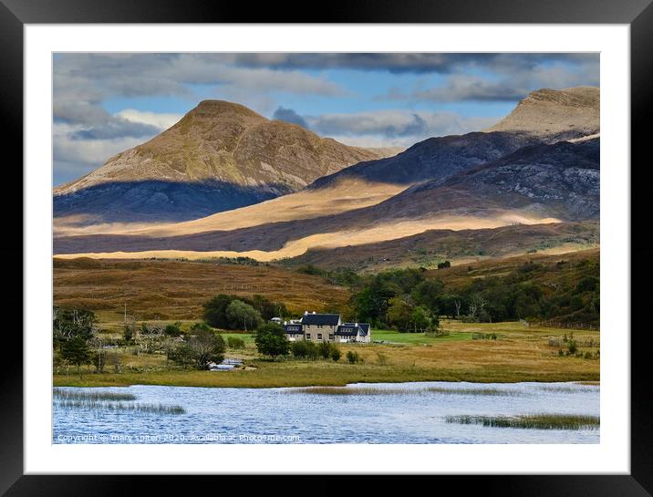In the shadow of a mountain at Applecross Framed Mounted Print by mary spiteri