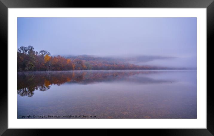 Autumnal Bloom Loch Reflections at Loch Achilty Framed Mounted Print by mary spiteri