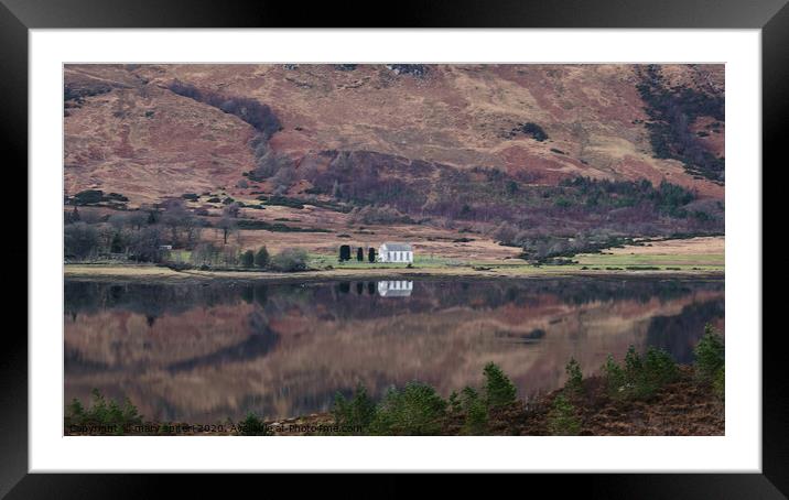 Lochcarron church beside the Loch Framed Mounted Print by mary spiteri