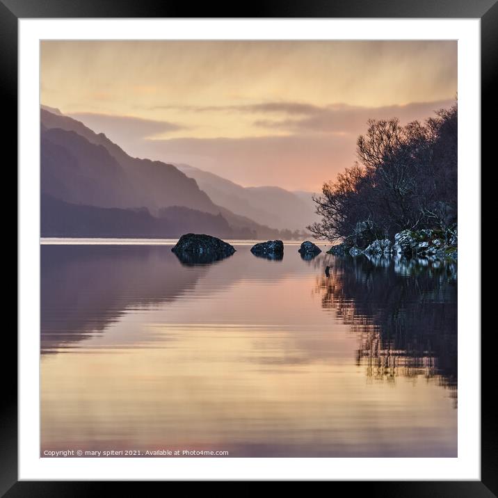 Loch Maree at Sunrise Framed Mounted Print by mary spiteri