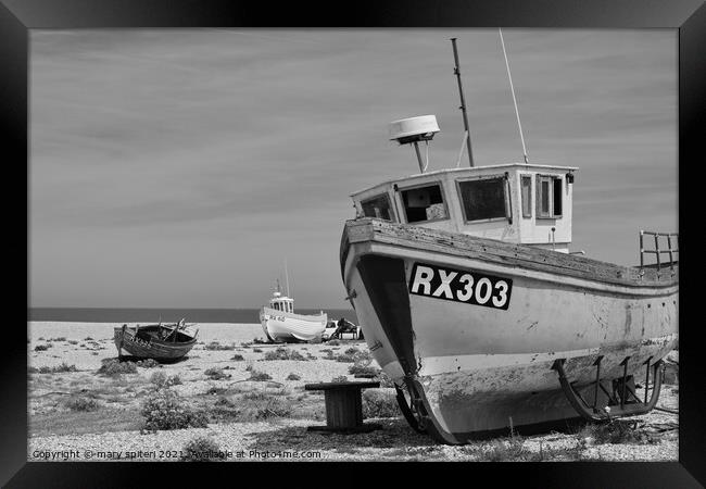 Dungeness boats  Framed Print by mary spiteri
