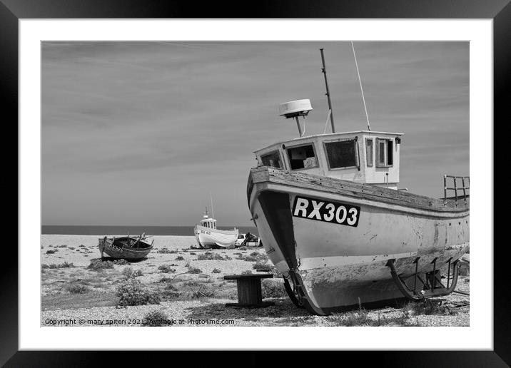 Dungeness boats  Framed Mounted Print by mary spiteri