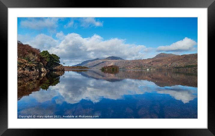 Loch Maree , Reflection perfection Framed Mounted Print by mary spiteri