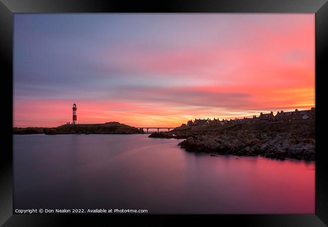 Sunset over Buchan Ness Lighthouse Framed Print by Don Nealon