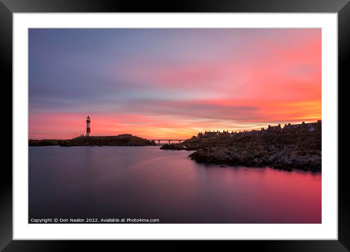 Sunset over Buchan Ness Lighthouse Framed Mounted Print by Don Nealon