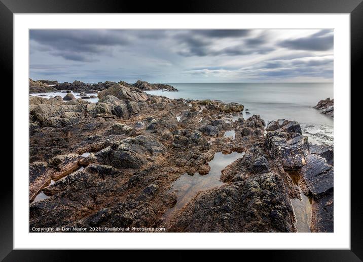 Majestic Granite Rocks by the Sea Framed Mounted Print by Don Nealon