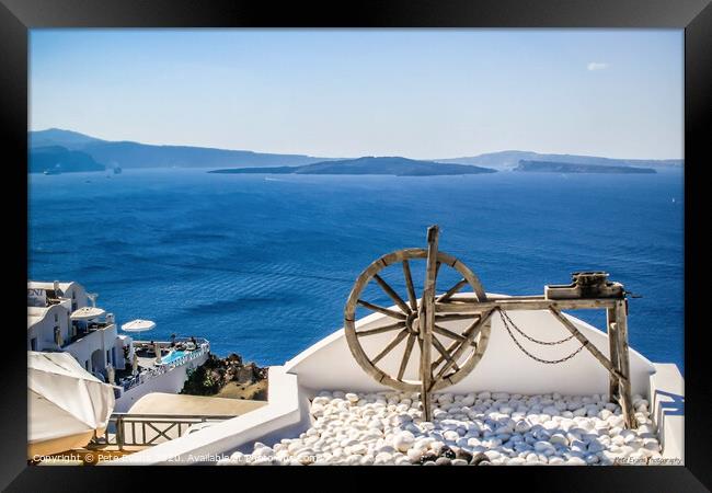 Santorini rooftop view Framed Print by Pete Evans