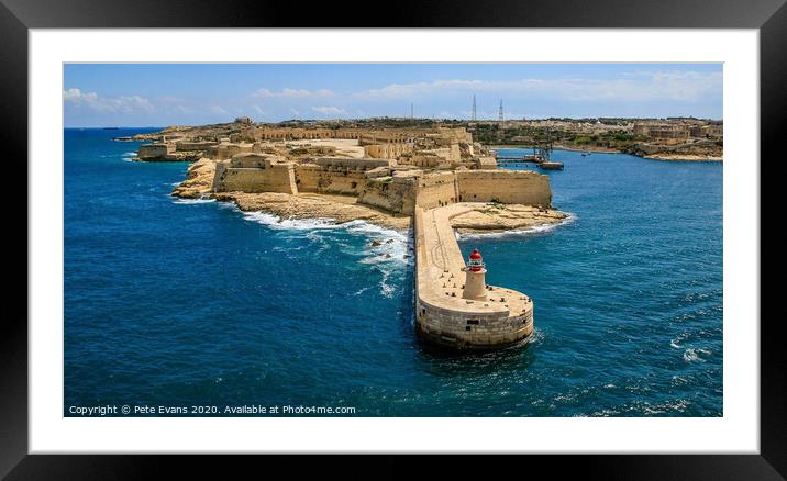 Lighthouse at Valletta Framed Mounted Print by Pete Evans