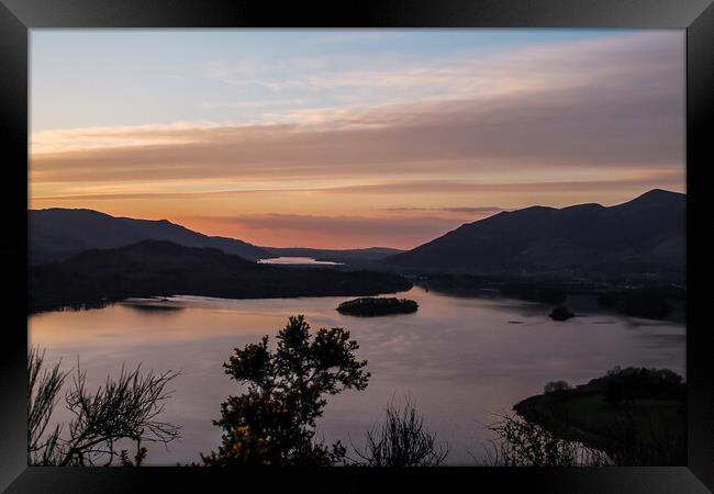 Sunset over Coniston  Framed Print by Judith Oatley