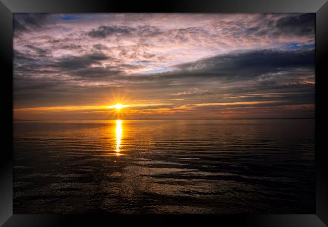 Sunset light over lake Balaton of Hungary Framed Print by Arpad Radoczy