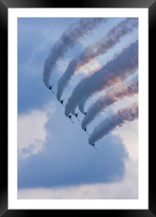 Flying demonstration with colored smoke Framed Mounted Print by Arpad Radoczy