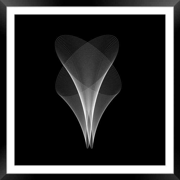 Interesting white logotype shape, vector image on a black background Framed Mounted Print by Arpad Radoczy