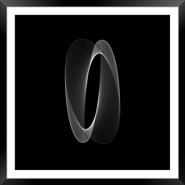 White oval, dynamic shape on black background Framed Mounted Print by Arpad Radoczy