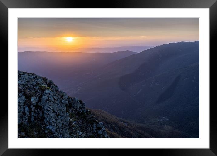 Spanish mountain peaks in Catalonia in sunset light Framed Mounted Print by Arpad Radoczy