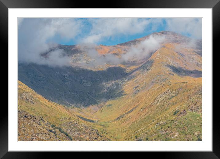Pyrenees mountain from Catalonia of Spain in a sunny day, beautiful cumulus clouds Framed Mounted Print by Arpad Radoczy