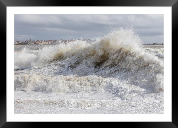 Big waves in a windy day in Spanish Costa Brava Framed Mounted Print by Arpad Radoczy