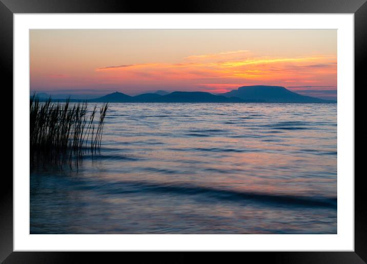 Long exposure sunrise picture over the Lake Balaton Framed Mounted Print by Arpad Radoczy