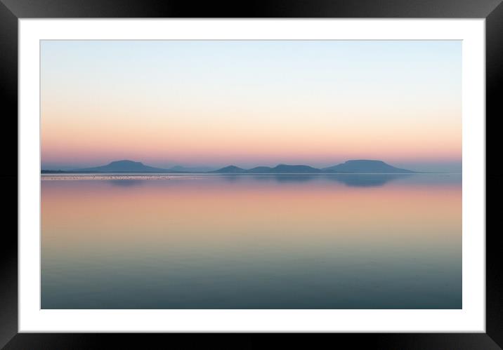 Long exposure sunset picture over the Lake Balaton Framed Mounted Print by Arpad Radoczy