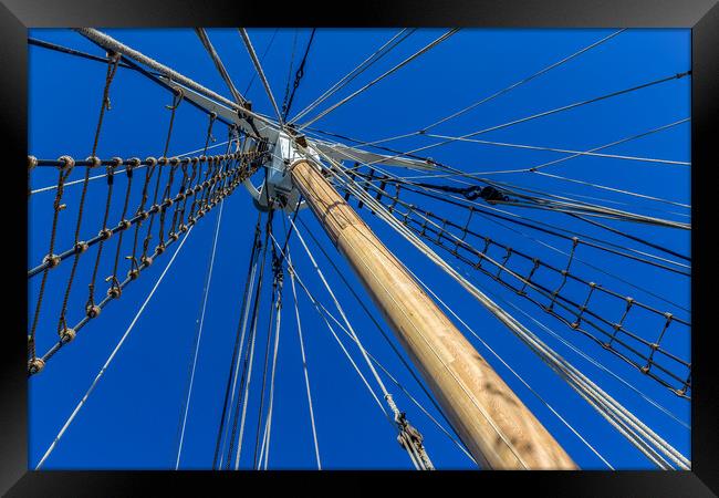 Sailboat rigging and big mast Framed Print by Arpad Radoczy